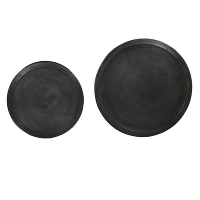 In Stock - Adele Black Tall Round Nested Metal Side Tables - Set of 2 Furniture 