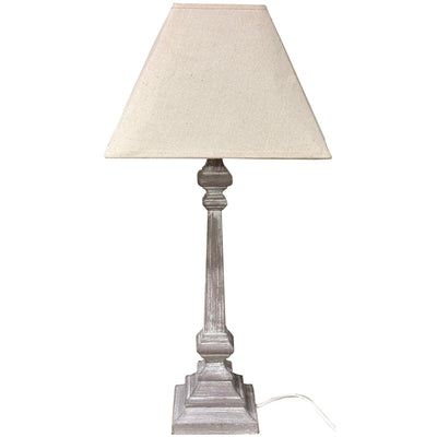 In Stock - Alnwick Wooden Table Lamp with Neutral Shade Lighting 