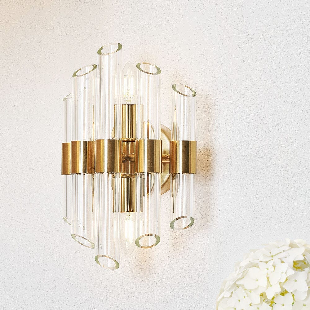 In Stock - Amelia Antique Brass & Glass Wall Light 