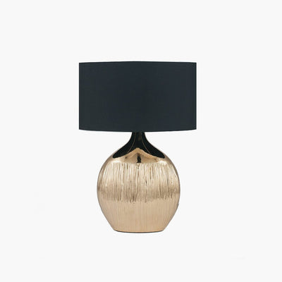 In Stock - Andros Rounded Gold Table Lamp with Black Shade Lighting 