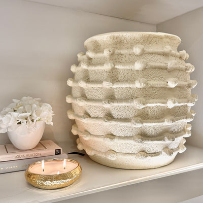 In Stock - Arya Large Beige Bobble Effect Decorative Planter 
