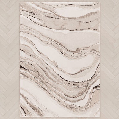 In Stock - Casoria Cream & Beige Marble Effect Rug - 160x230cm Textiles 