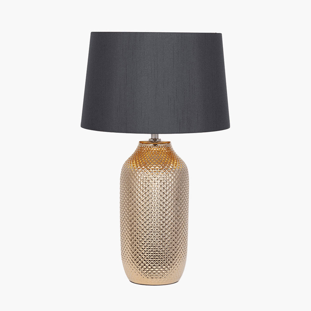 In Stock - Eden Gold Textured Ceramic Table Lamp with Black Shade 