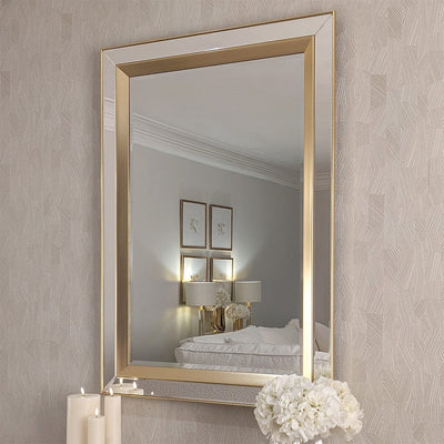 In Stock - Eloise Gold Framed Rectangular Wall Mirror Accessories 