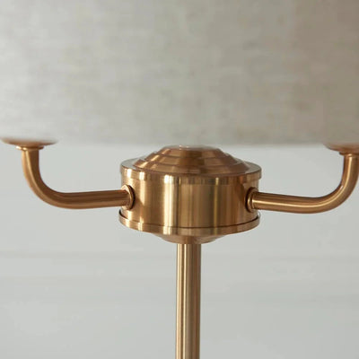 In Stock - Juniper 3 Light Brass Table Lamp with Neutral Shade Lighting 