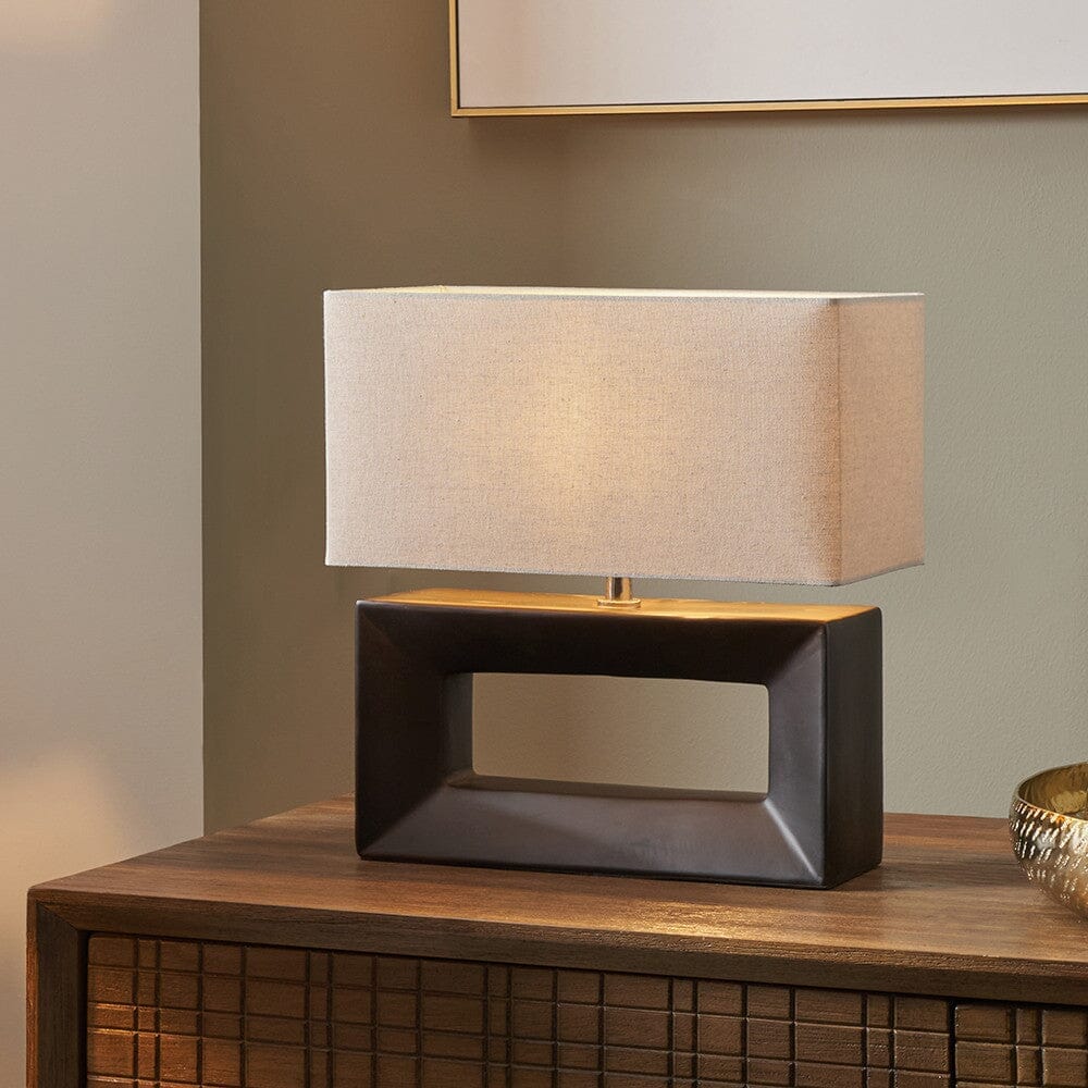 In Stock - Kimia Black Rectangular Table Lamp Lighting 