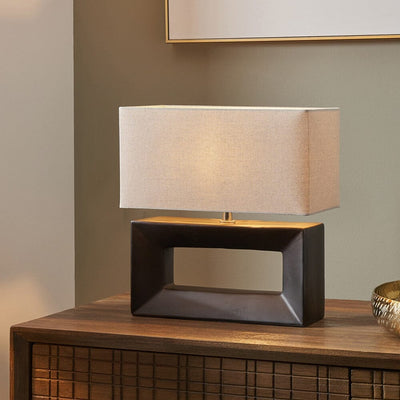 In Stock - Kimia Black Rectangular Table Lamp Lighting 