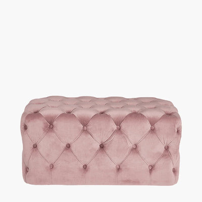 In Stock - Langley Blush Pink Buttoned Bench Furniture 