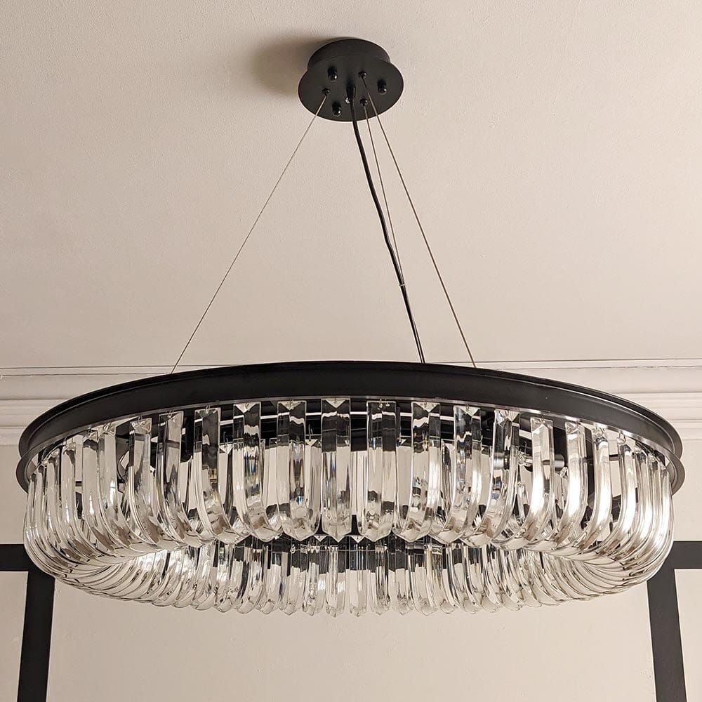 In Stock - Lenora Luxury Black Halo Pendant Chandelier 