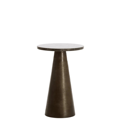 In Stock - Macci Bronze & Dark Marble Round Side Table Furniture 