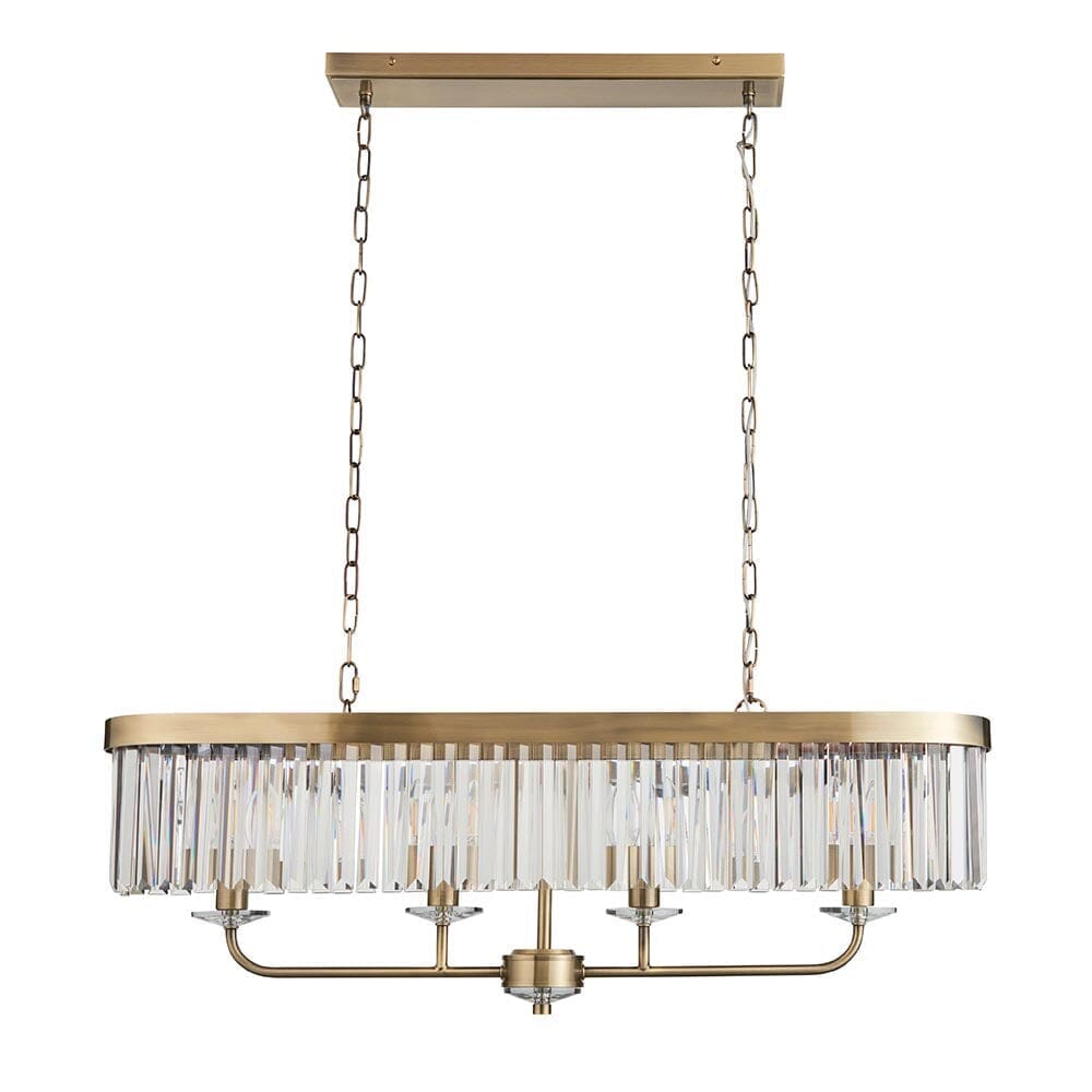 In Stock - Masika Brass & Glass 4 Light Pendant Ceiling Light Lighting 