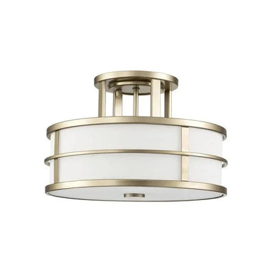 In Stock - Millie Painted Brass 3 Light Semi-Flush Ceiling Light Lighting 