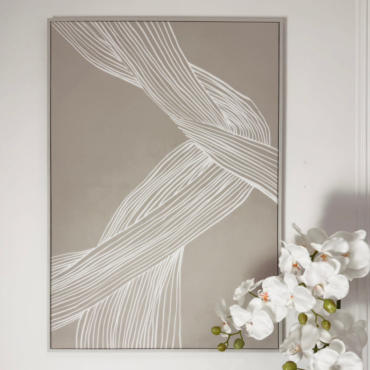 In Stock - Nelly Taupe Abstract Lines Framed Wall Art - II Accessories 
