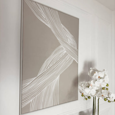 In Stock - Nelly Taupe Abstract Lines Framed Wall Art - II Accessories 