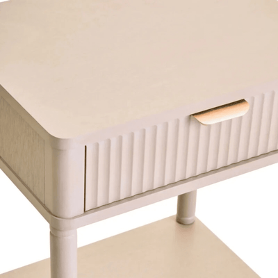 In Stock - Nydia Cream Ribbed 1 Drawer Bedside Table Furniture 