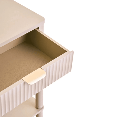 In Stock - Nydia Cream Ribbed 1 Drawer Bedside Table Furniture 
