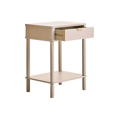 In Stock - Nydia Cream Ribbed 1 Drawer Bedside Table Furniture 