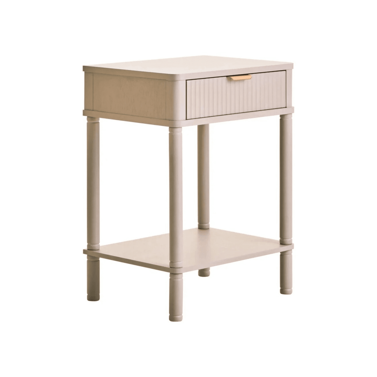 In Stock - Nydia Cream Ribbed 1 Drawer Bedside Table Furniture 