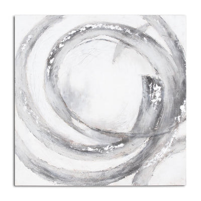 In Stock - Trixie Large Silver & Grey Abstract Painted Canvas Wall Art 