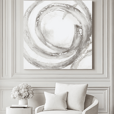 In Stock - Trixie Large Silver & Grey Abstract Painted Canvas Wall Art 