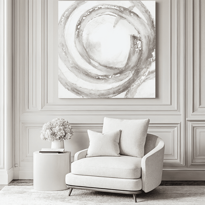 In Stock - Trixie Large Silver & Grey Abstract Painted Canvas Wall Art 