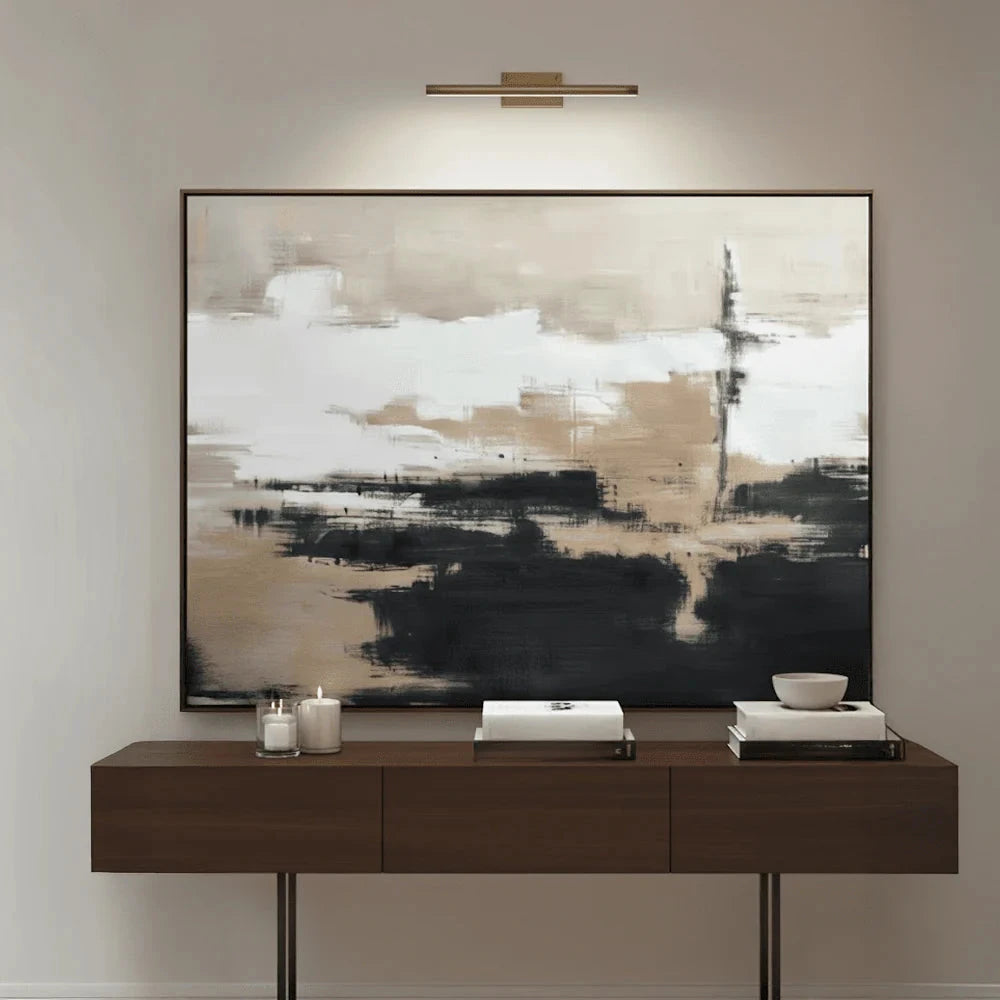 In Stock - Vannes Large Taupe & Black Abstract Framed Wall Art Accessories 