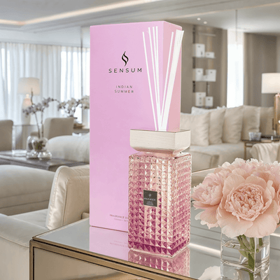 Indian Summer Large Pink & White Luxury Reed Diffuser - 1000ml Fragrance 