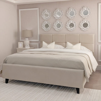 Isabella Luxury Vanilla Velvet Upholstered Bed MTO Beds and Headboards 