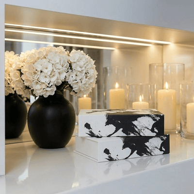 Isadora Abstract Monochrome Book Boxes- Set of 2 Accessories 