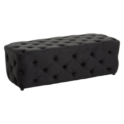 Ismerie Black Velvet Buttoned Bench Furniture 