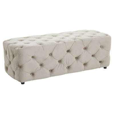 Ismerie Greige Velvet Buttoned Bench Sofa 