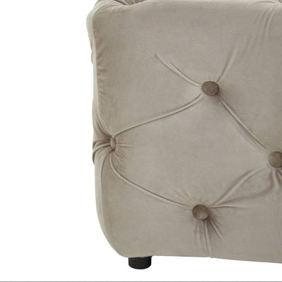 Ismerie Greige Velvet Buttoned Bench Sofa 