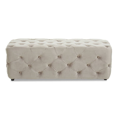 Ismerie Greige Velvet Buttoned Bench Sofa 