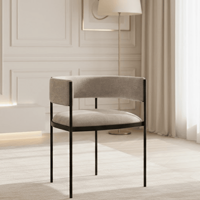 Isolde Greige Dining Chairs with Black Metal Legs- Set of 2 Furniture 