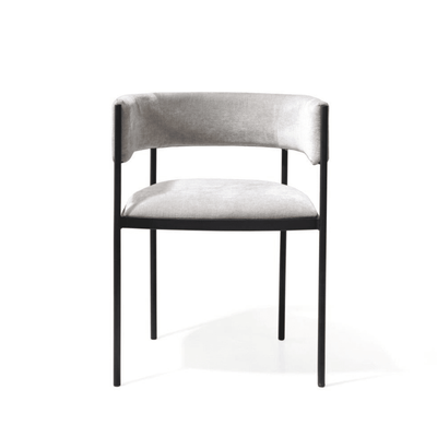 Isolde Greige Dining Chairs with Black Metal Legs- Set of 2 Furniture 