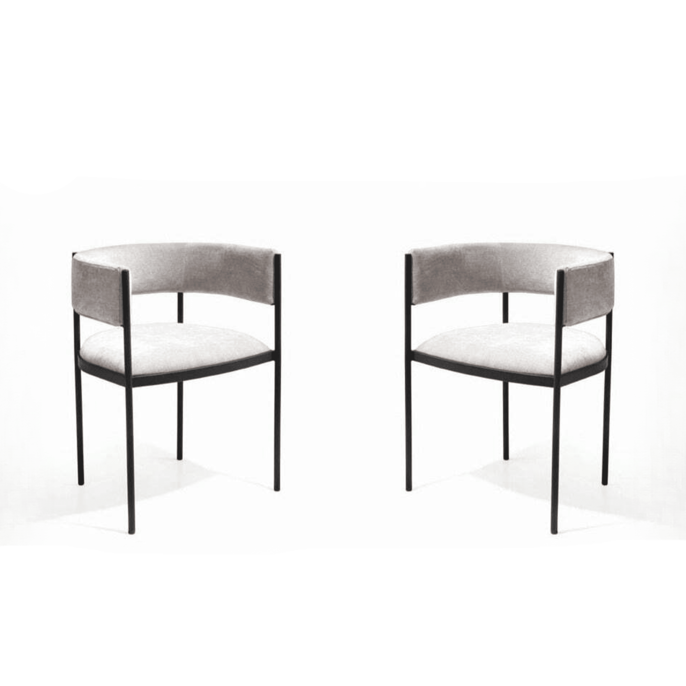 Isolde Greige Dining Chairs with Black Metal Legs- Set of 2 Furniture 