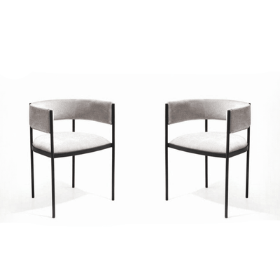 Isolde Greige Dining Chairs with Black Metal Legs- Set of 2 Furniture 