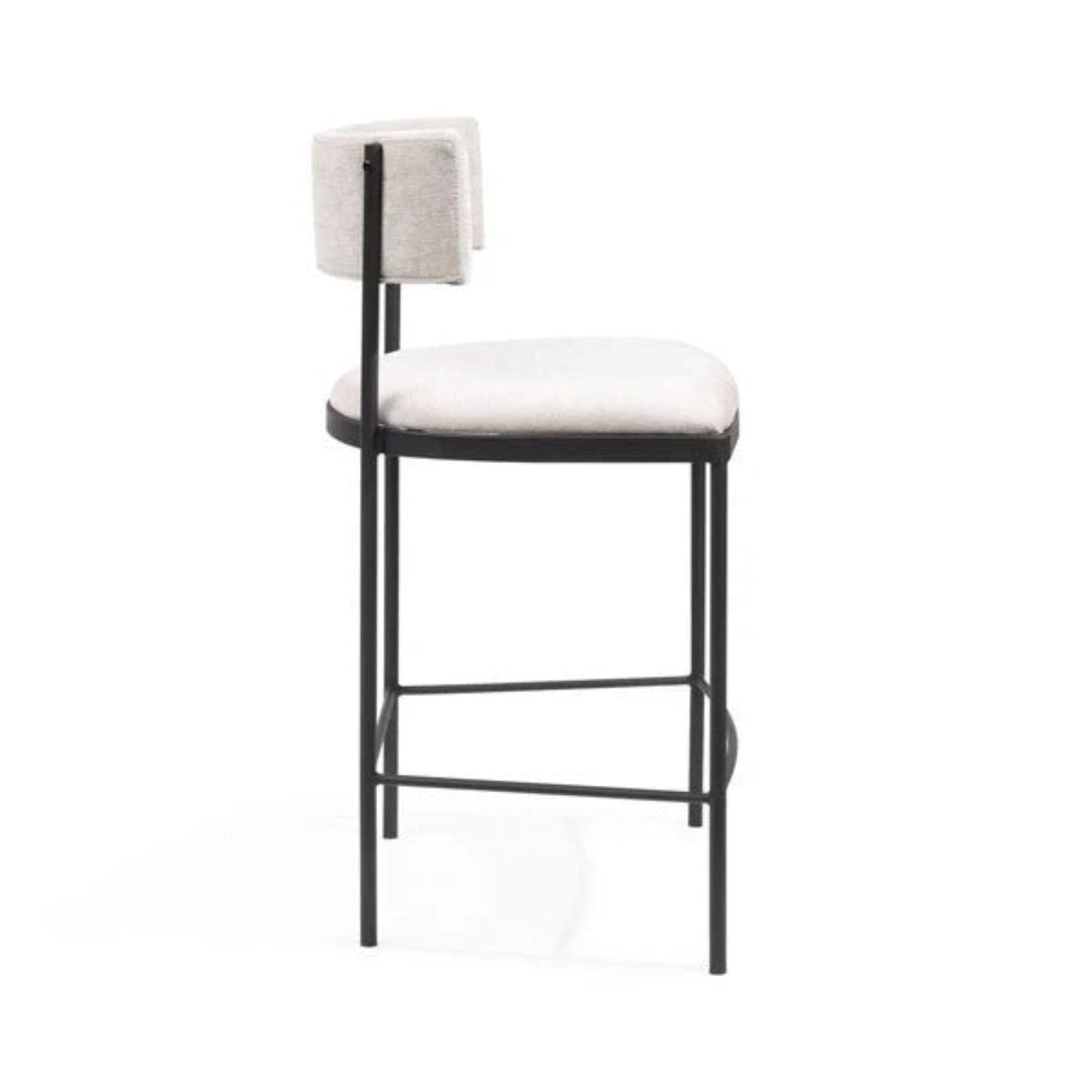 Isolde Greige Upholstered Bar Stool With Black Legs Furniture 