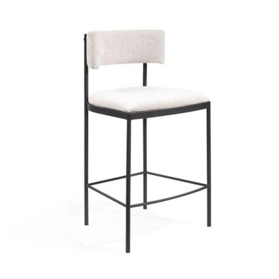 Isolde Greige Upholstered Bar Stool With Black Legs Furniture 