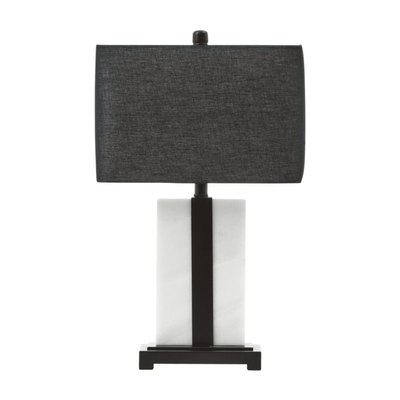 Ives Marble Base Table Lamp with Black Linen Shade Lighting 