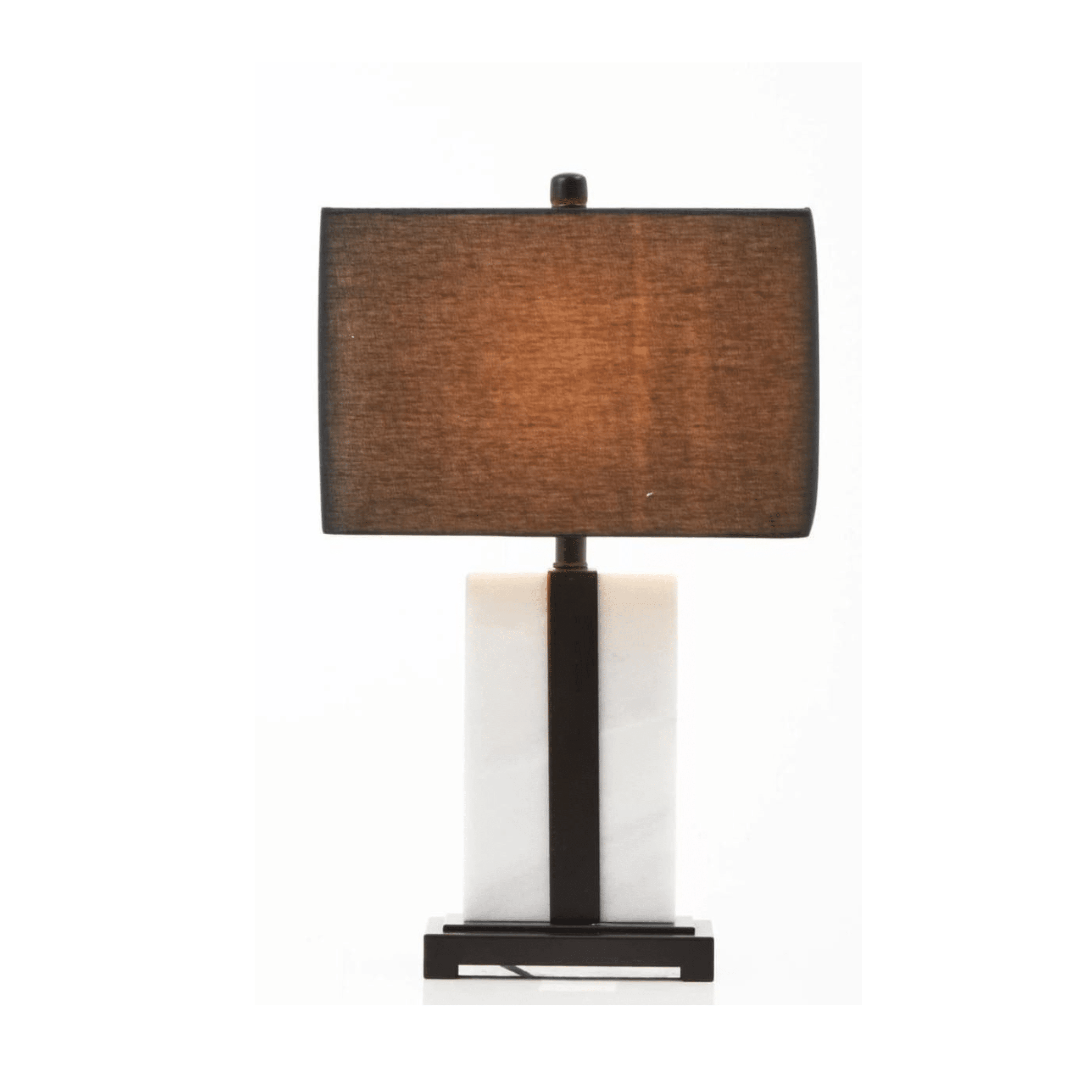 Ives Marble Base Table Lamp with Black Linen Shade Lighting 