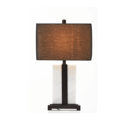 Ives Marble Base Table Lamp with Black Linen Shade Lighting 