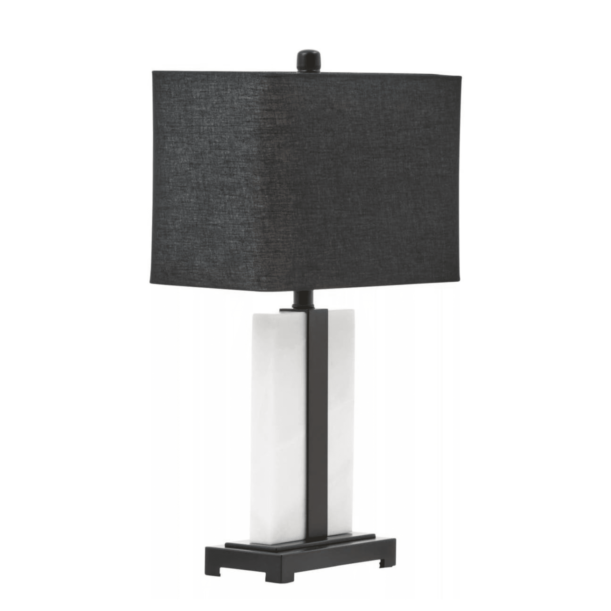 Ives Marble Base Table Lamp with Black Linen Shade Lighting 