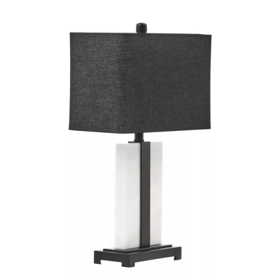 Ives Marble Base Table Lamp with Black Linen Shade Lighting 