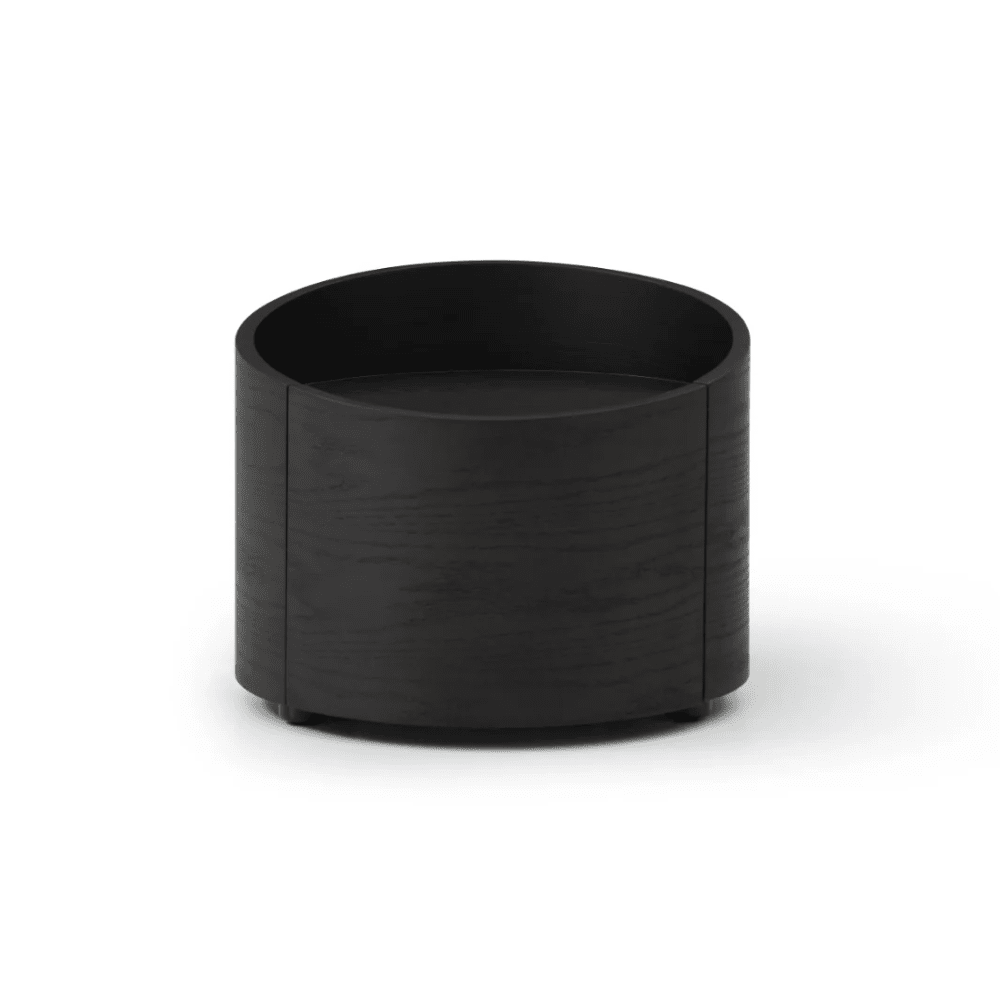 Ivillia Black Round Wooden Bedside Table Furniture 