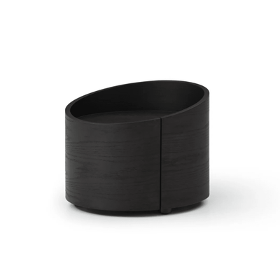 Ivillia Black Round Wooden Bedside Table Furniture 
