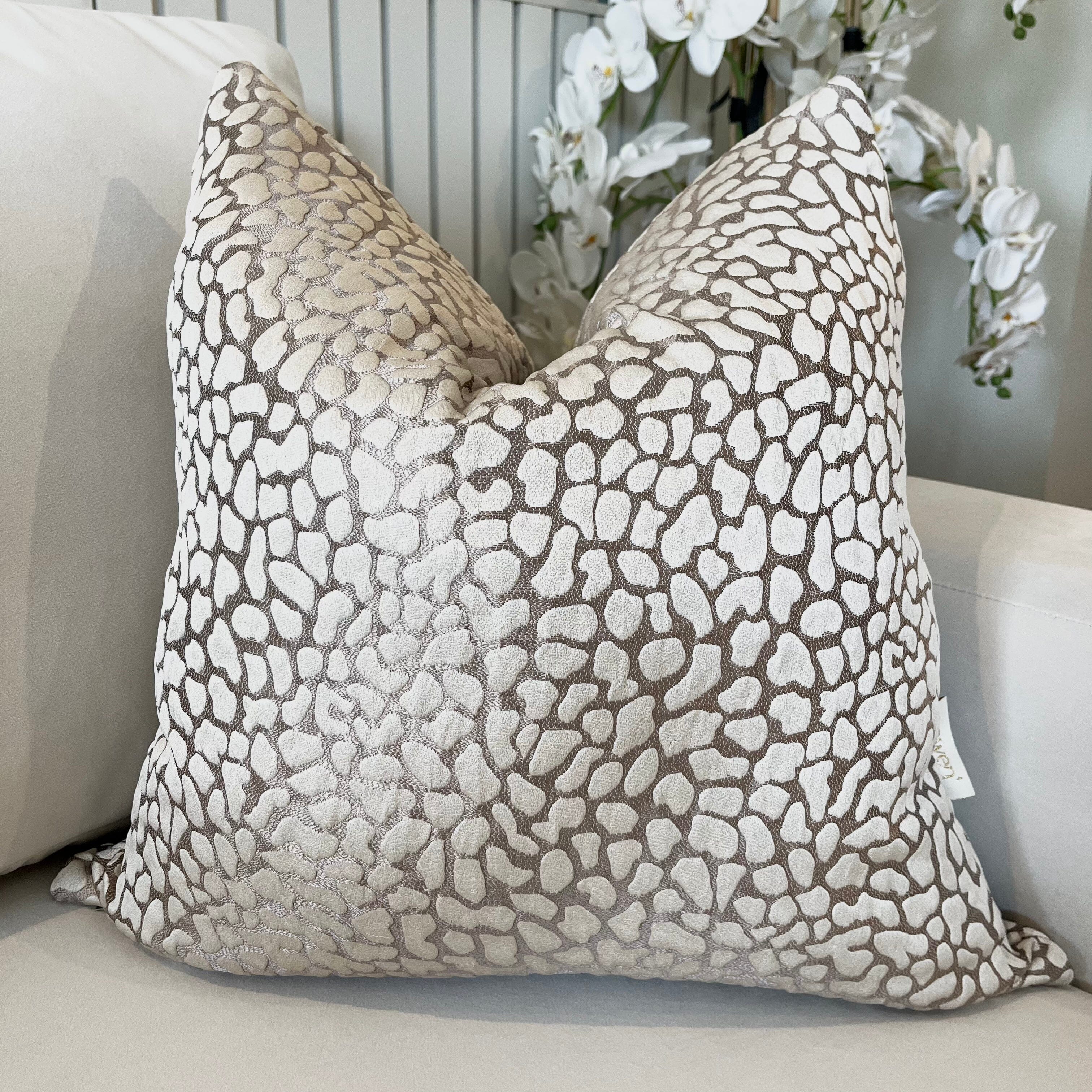 Ivy Mink & Cream Leopard Print Textured Cushion - 50x50cm Textiles 