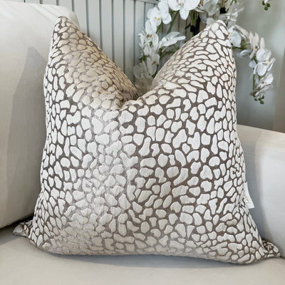 Ivy Mink & Cream Leopard Print Textured Cushion - 50x50cm Textiles 
