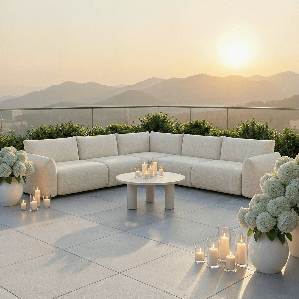 Jae Cream Upholstered Outdoor Modular Corner Sofa Outdoor 