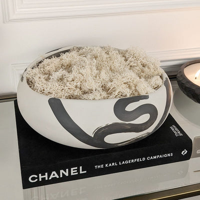 Jaxon Black & Cream Paint stroke Decorative Ceramic Bowl Accessories 